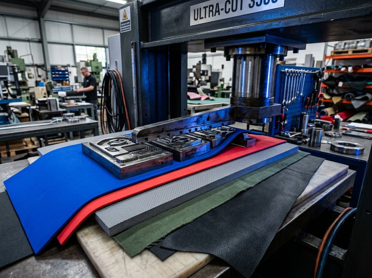 Facas industriais de balancim para corte de artigos esportivos em neoprene, lonas e espumas de alta densidade
